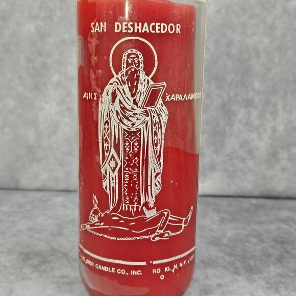 Prayer to Saint Undoer San Deshacedor Red Glass Candle Botanica Shamanic 8.5" - Picture 2 of 9